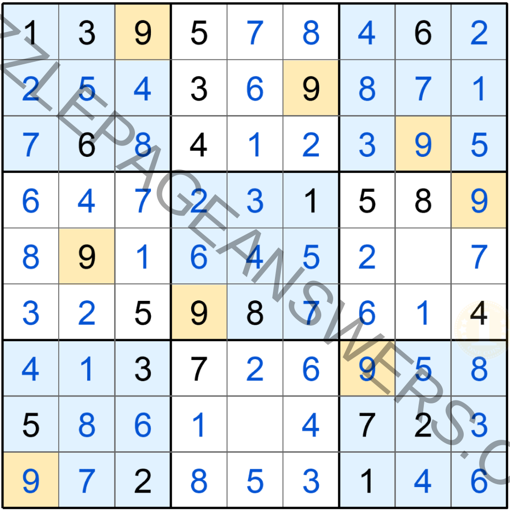 Puzzle Page Sudoku August 6 2019 Answers - Puzzle Page Answers