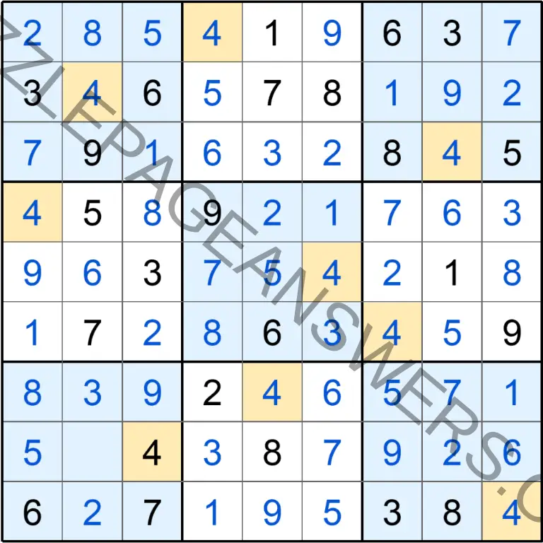 Puzzle Page Sudoku September 29 2019 Answers Puzzle Page Answers