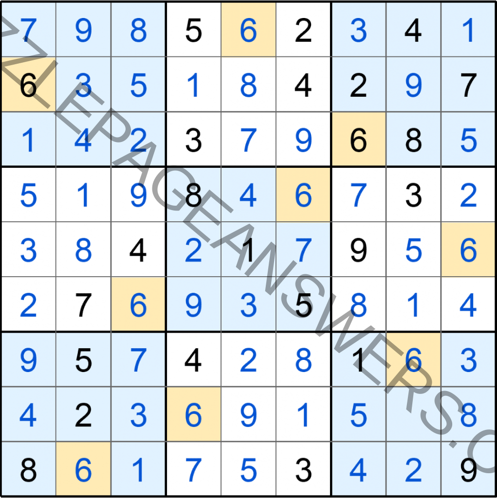 Puzzle Page Sudoku July 5 2020 Answers - Puzzle Page Answers