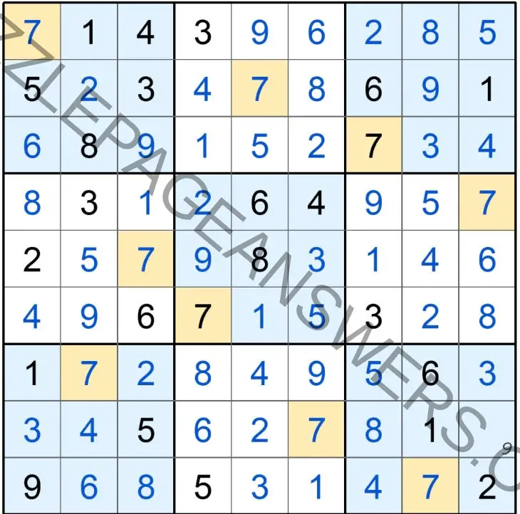 Puzzle Page Sudoku April 25 2021 Answers Puzzle Page Answers
