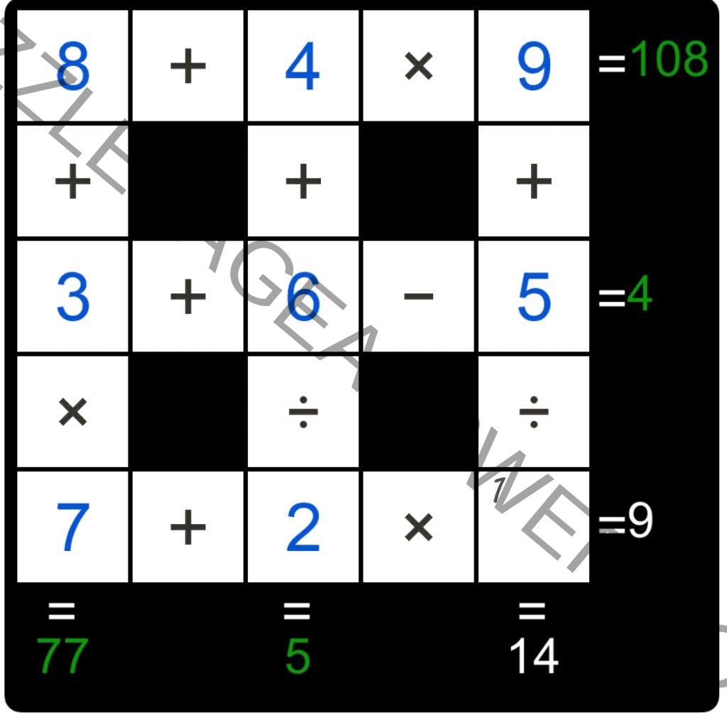 Puzzle Page Cross Sum May 7 2021 Answers - Puzzle Page Answers