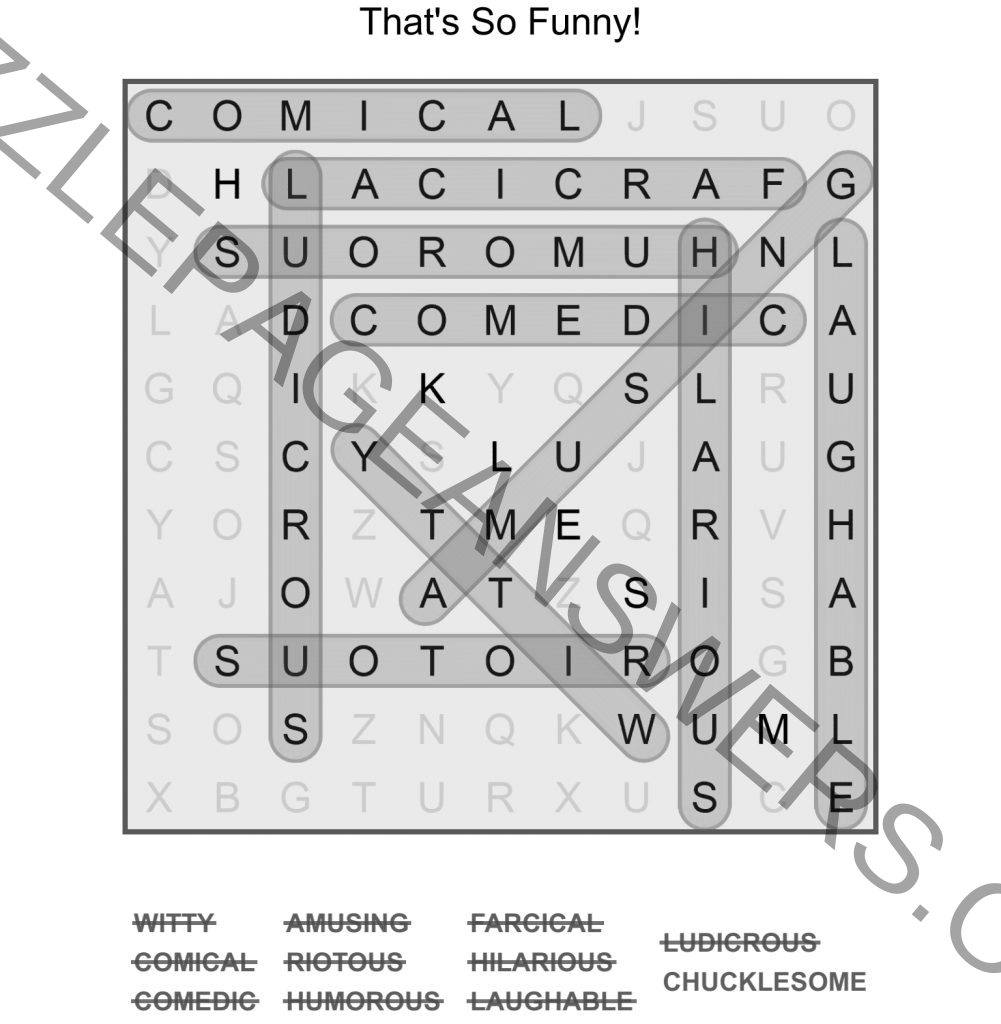 Puzzle Page Word Search October 18 2022 Answers