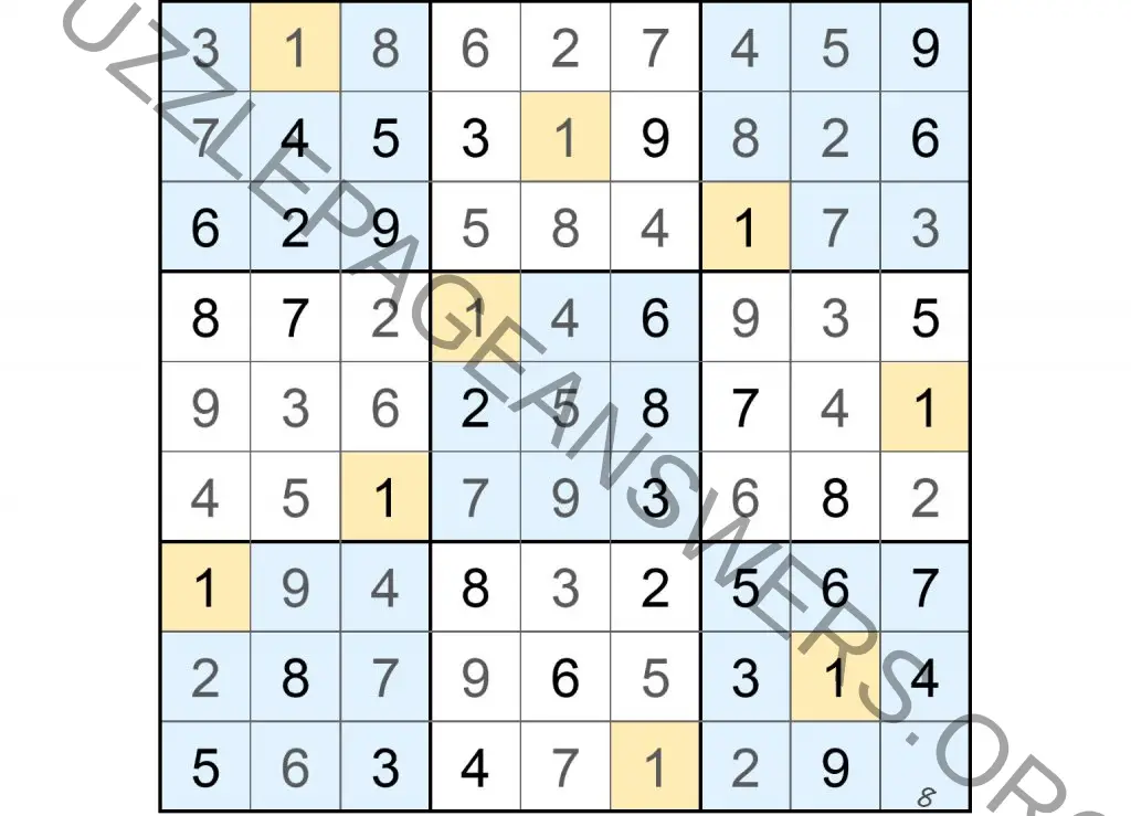 Puzzle Page Sudoku May 30 2023 Answers